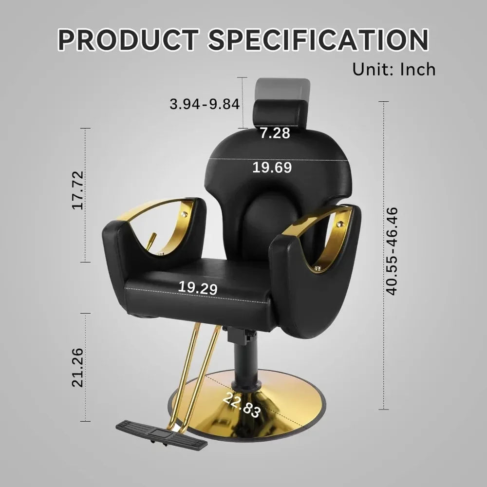 Luxura Elite Salon Chair: Premium Hairdressing & Shaving Throne