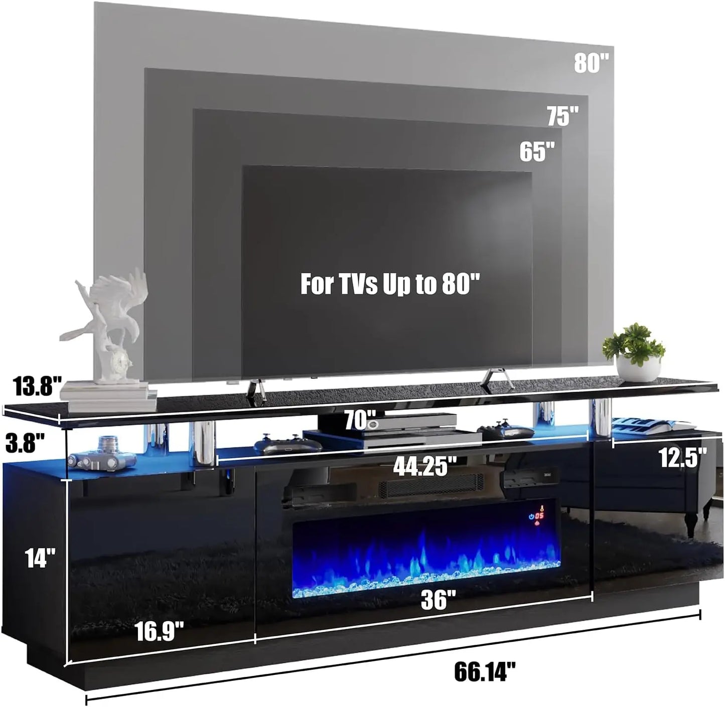 Modern Gloss Fireplace TV Stand 