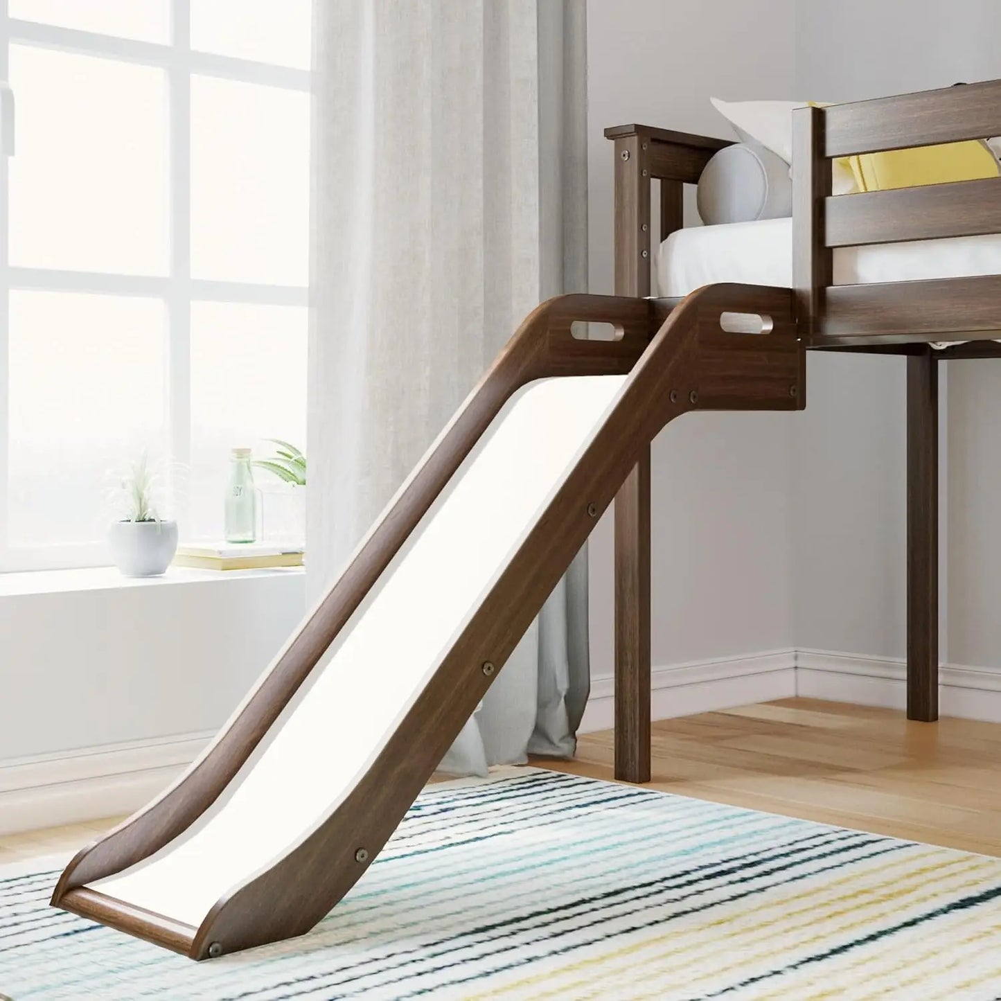 Twin Low Loft Bed with Slide & Ladder