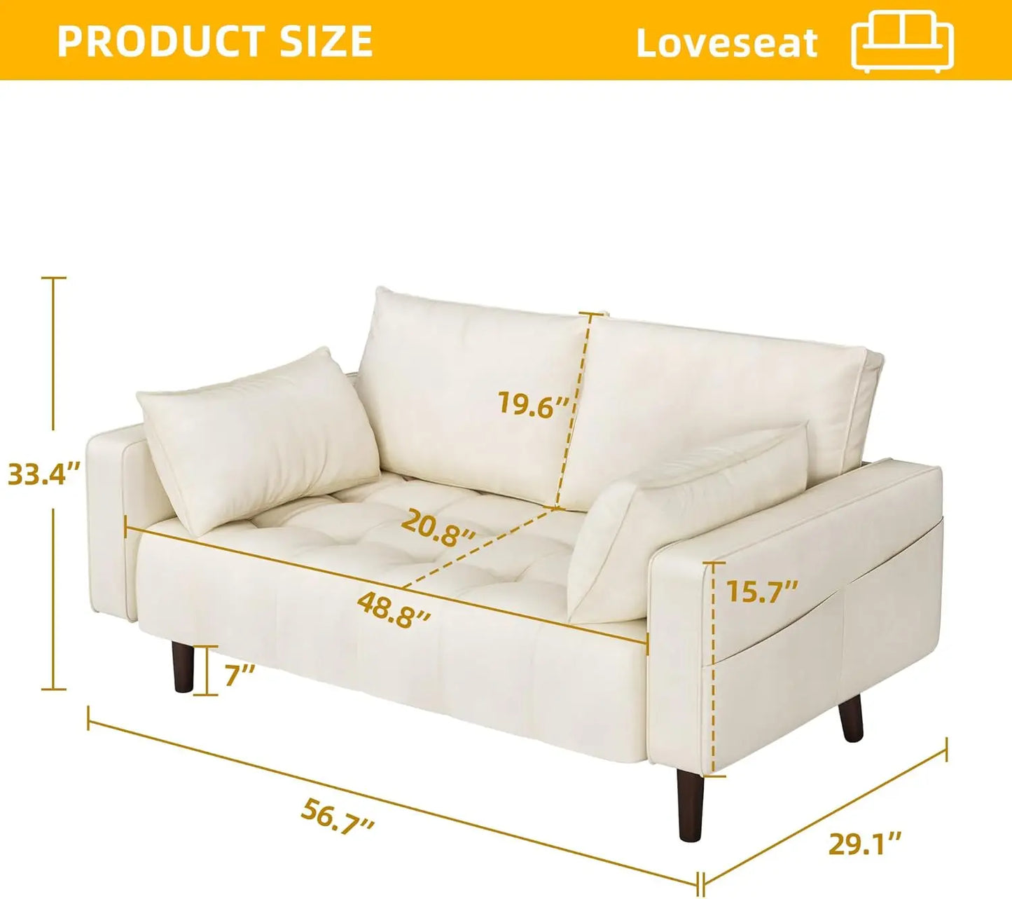 Modern Velvet Loveseat Sofa