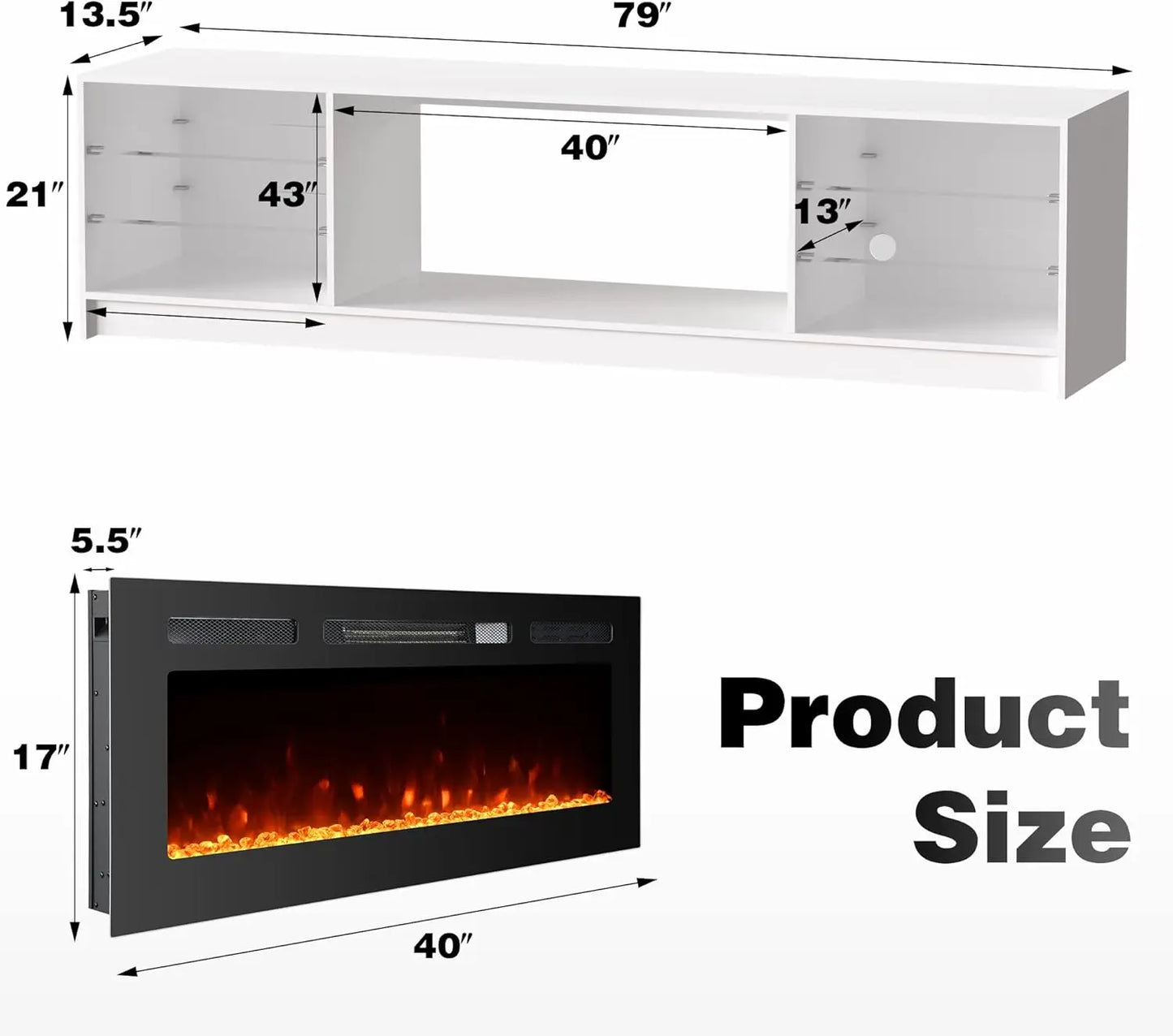 79" Fireplace TV Stand