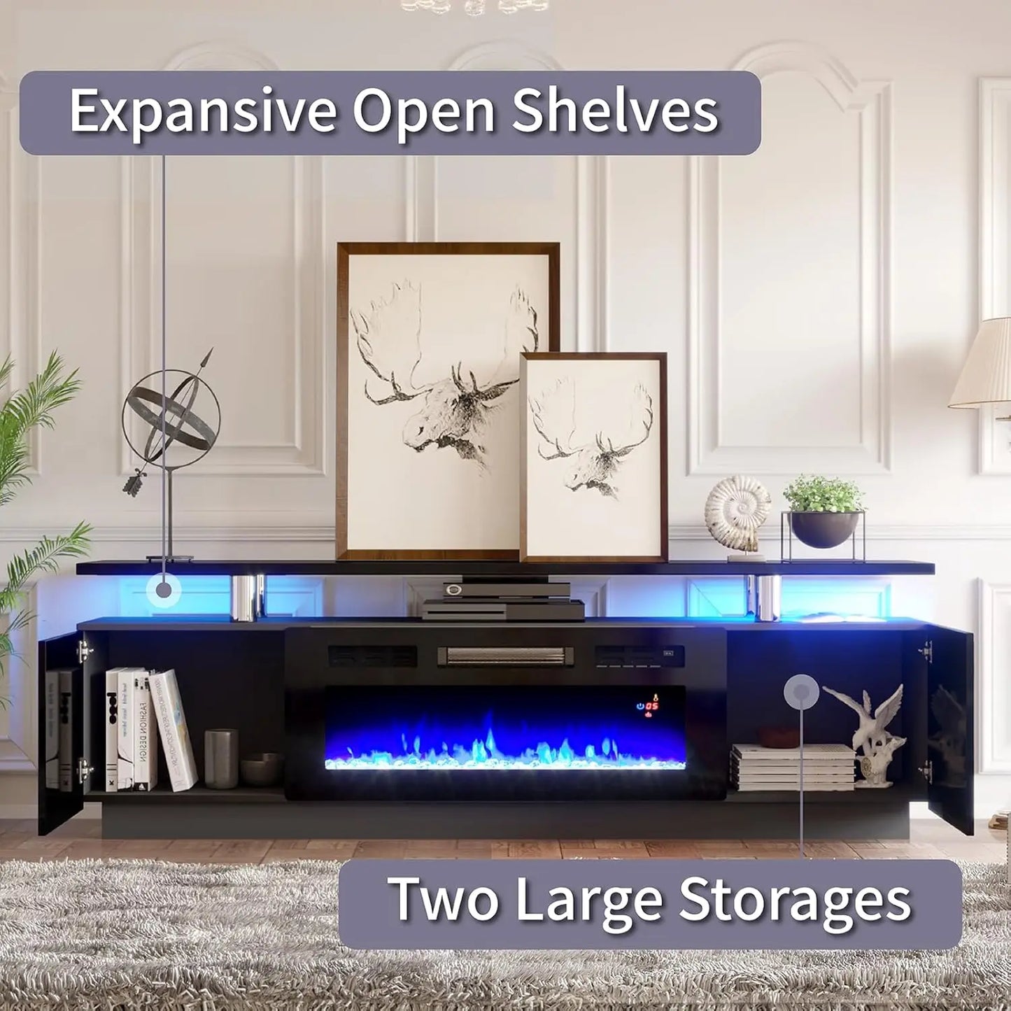 Modern Gloss Fireplace TV Stand 