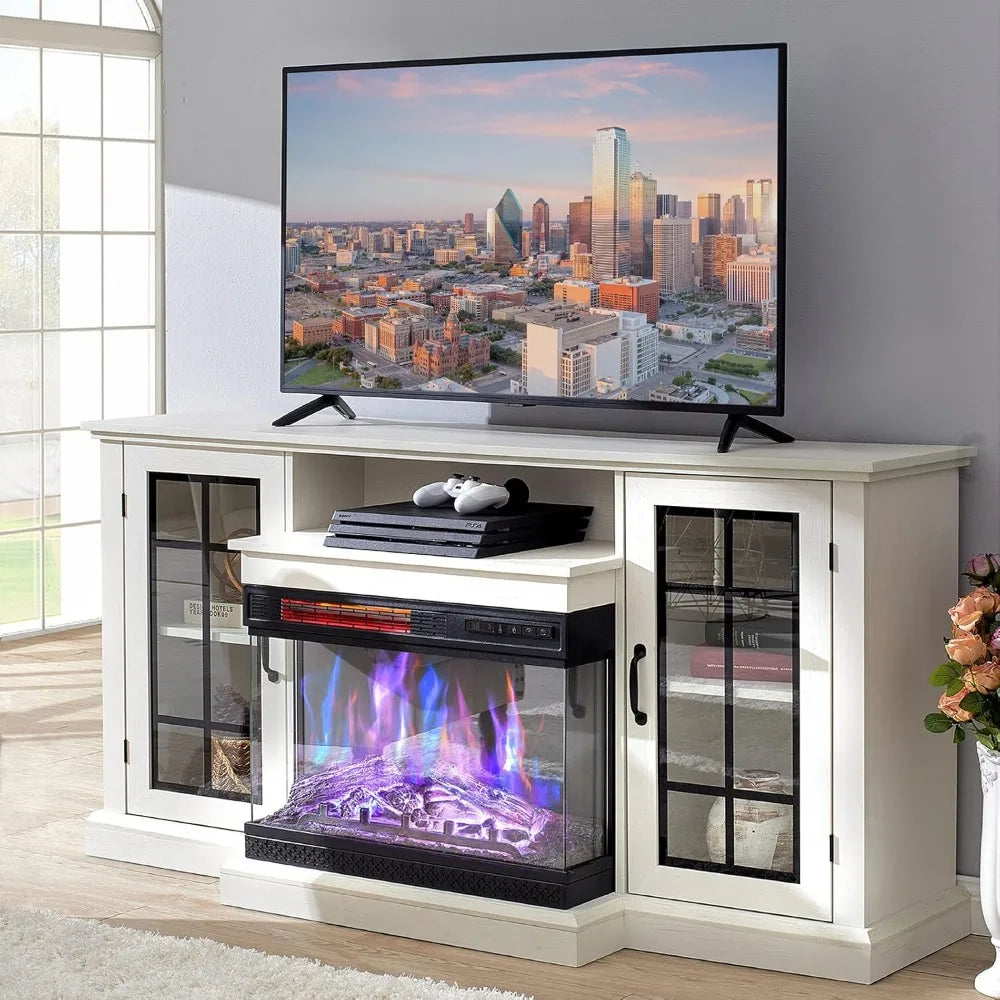 White Panoramic Fireplace