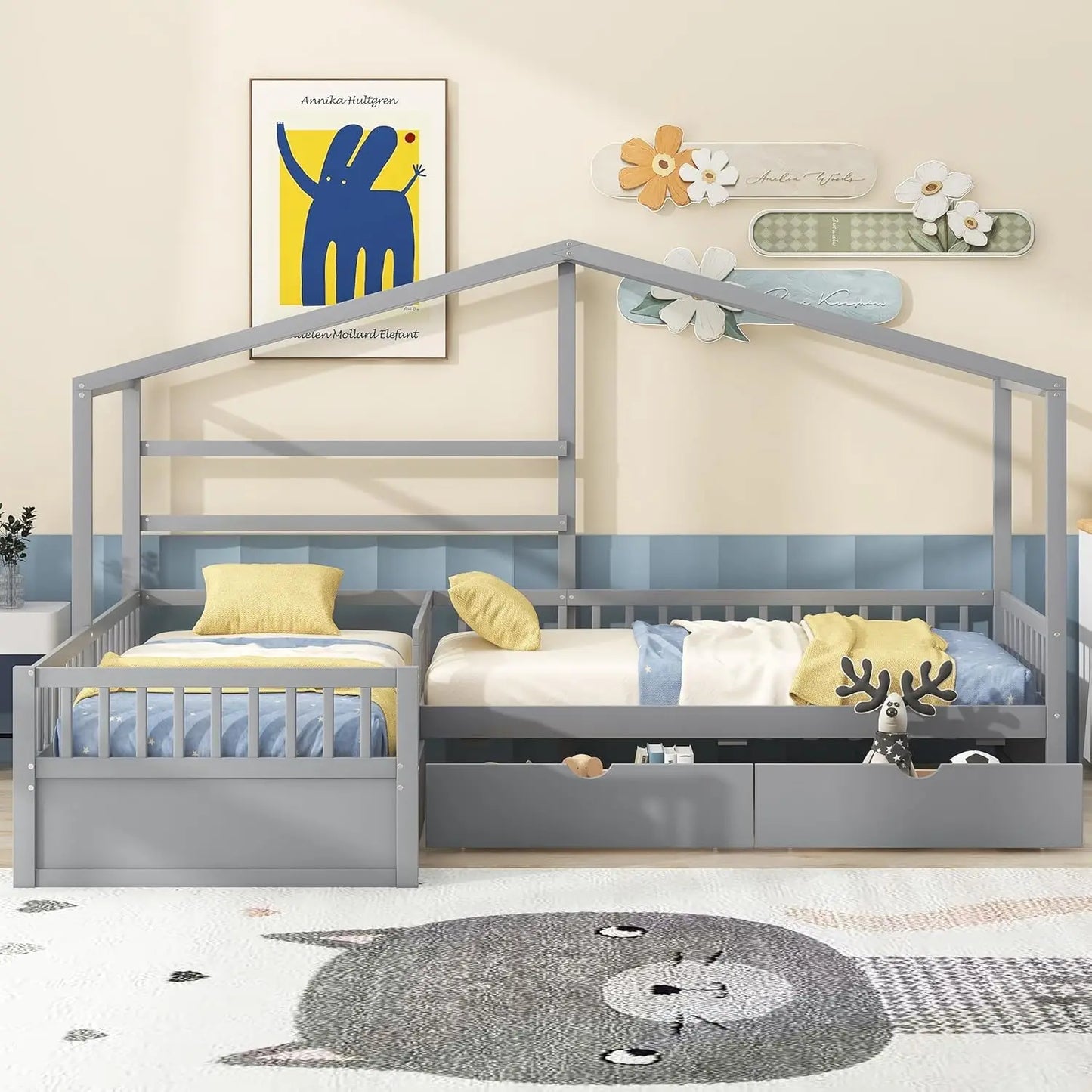 The MERITLINE L Shaped Twin Bed