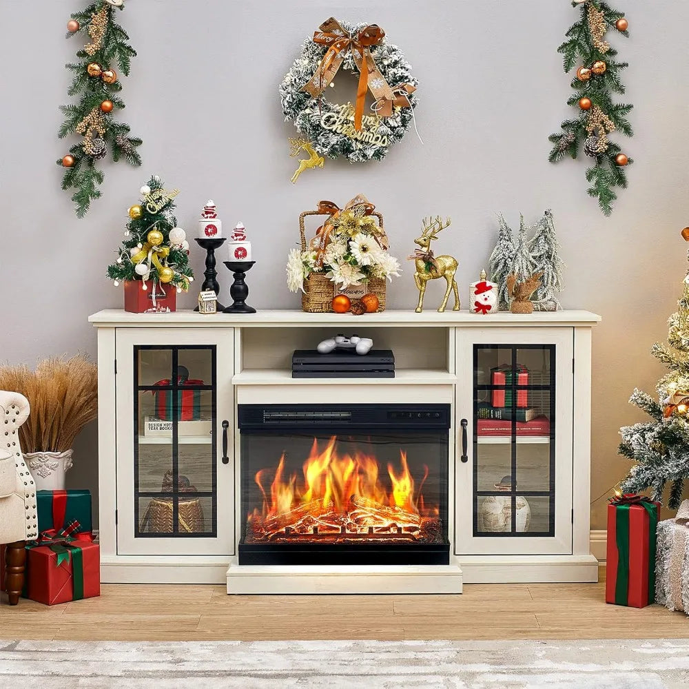 White Panoramic Fireplace